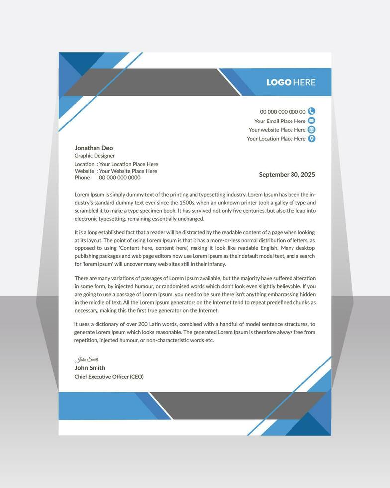 Business letterhead, Letterhead template with various colors, Letterhead template in flat  style, Modern company letterhead template design vector