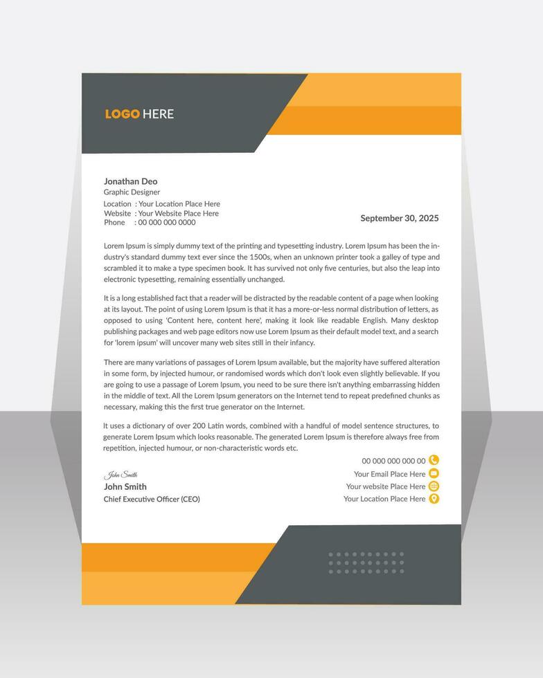 Business letterhead, Letterhead template with various colors, Letterhead template in flat  style, Modern company letterhead template design vector