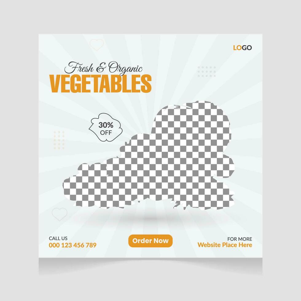 Fresh organic vegetable delivery social media post template vector