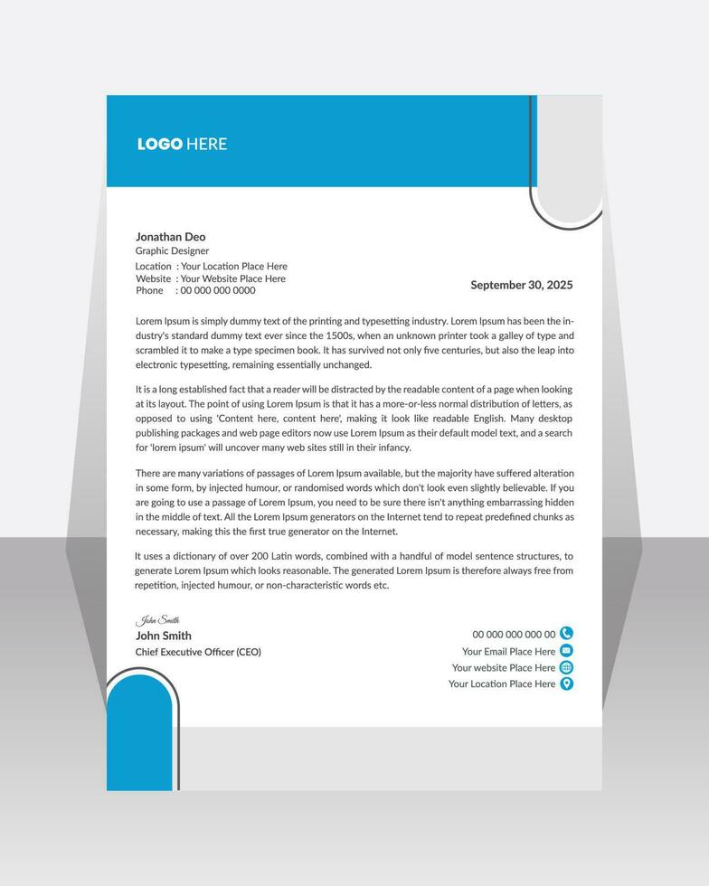 Business letterhead, Letterhead template with various colors, Letterhead template in flat  style, Modern company letterhead template design vector