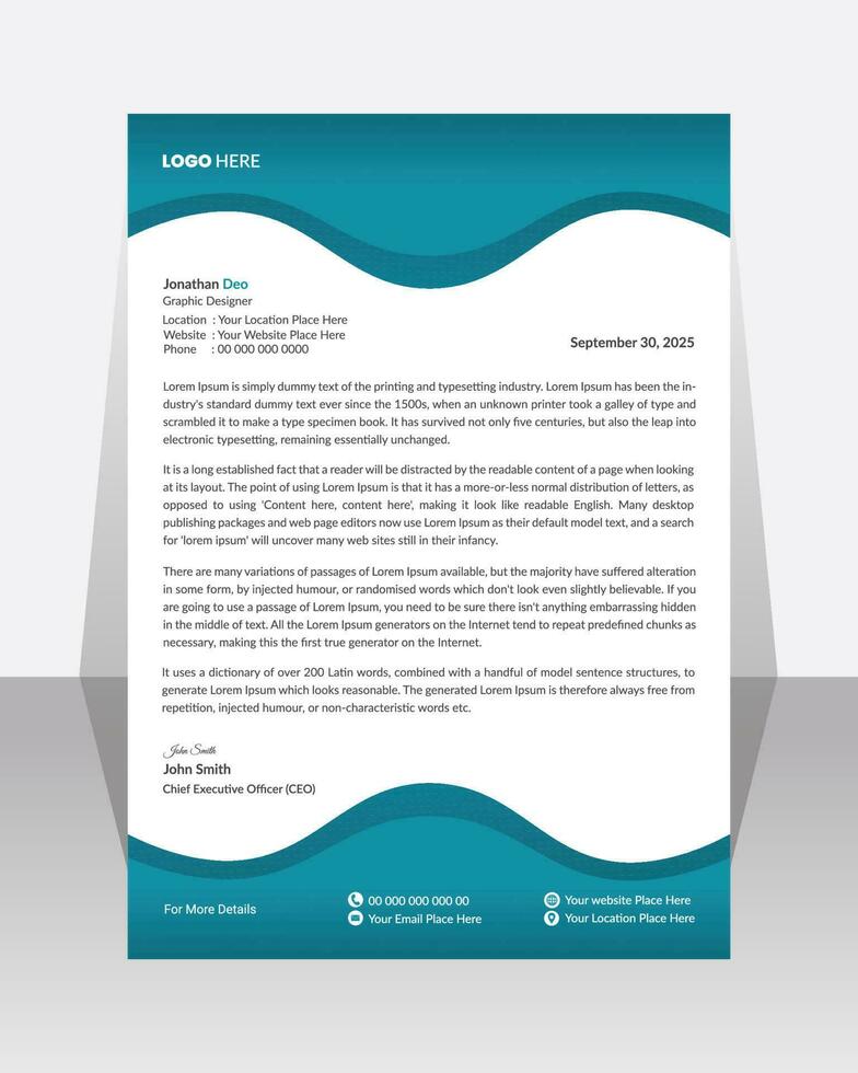 Business letterhead, Letterhead template with various colors, Letterhead template in flat  style, Modern company letterhead template design vector