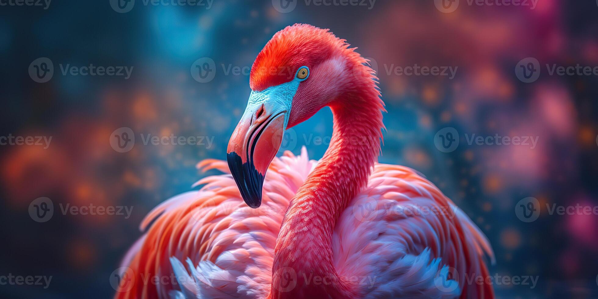 . . Pink color cute flamingo bird. Vacation rest party vibe.Graphic Art photo