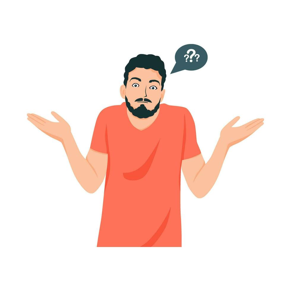 confused thinking person,vector flat illustration vector