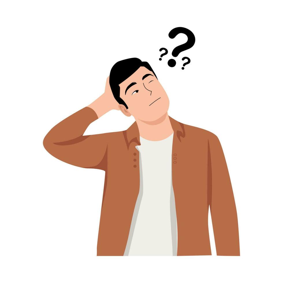 confused thinking person,vector flat illustration vector