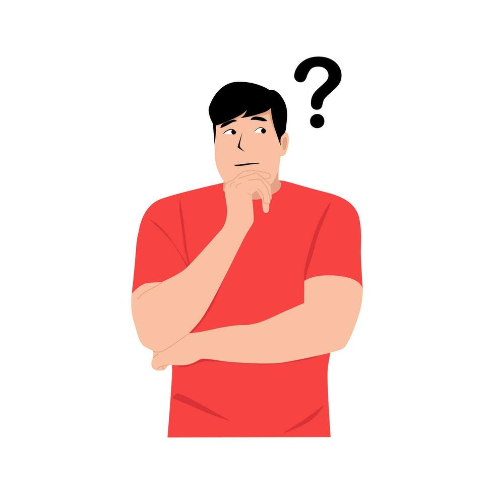 confused thinking person,vector flat illustration vector