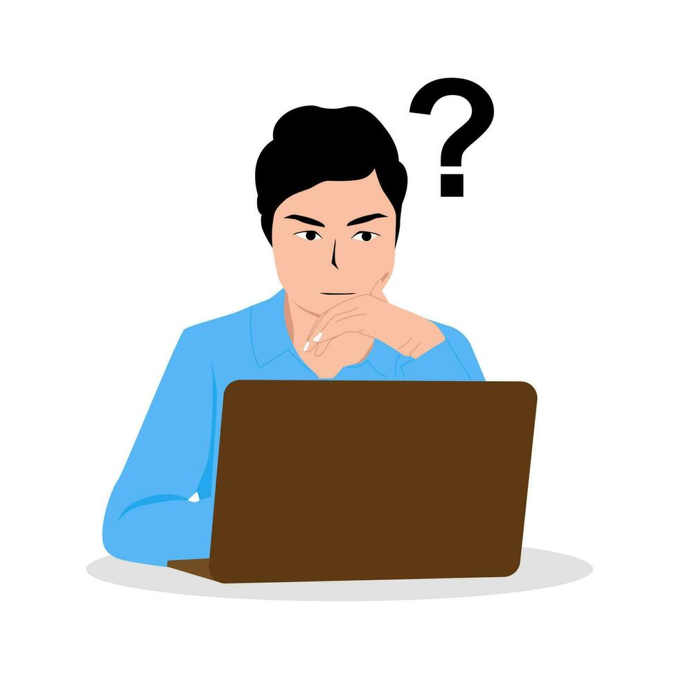 confused thinking person,vector flat illustration vector