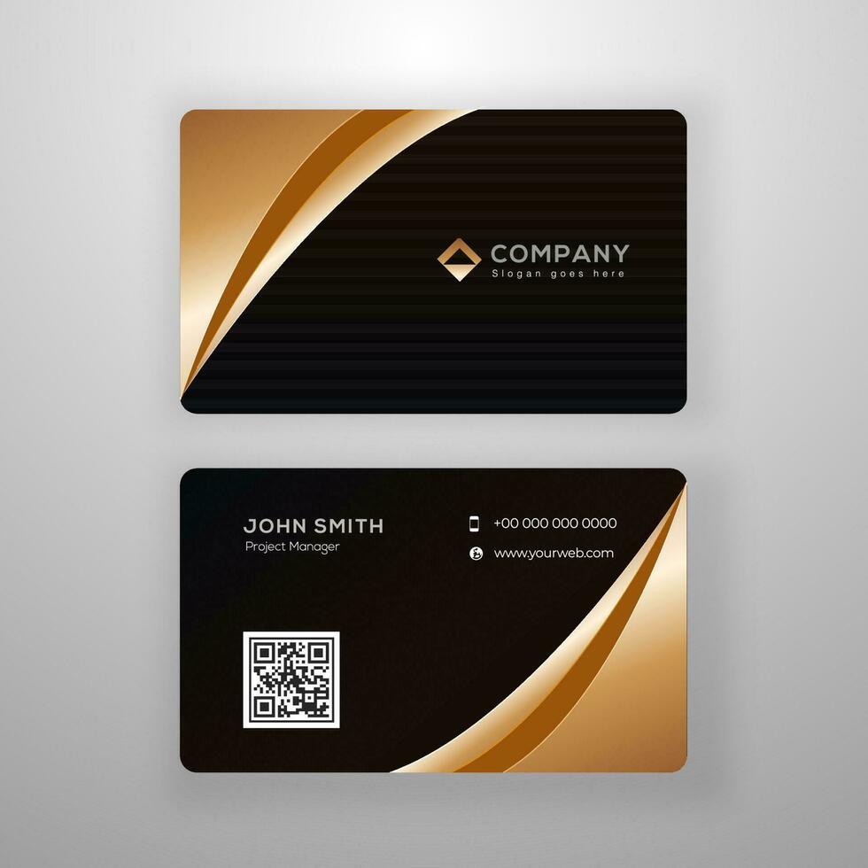 Corporate business card or visiting card design in golden and brown color. vector