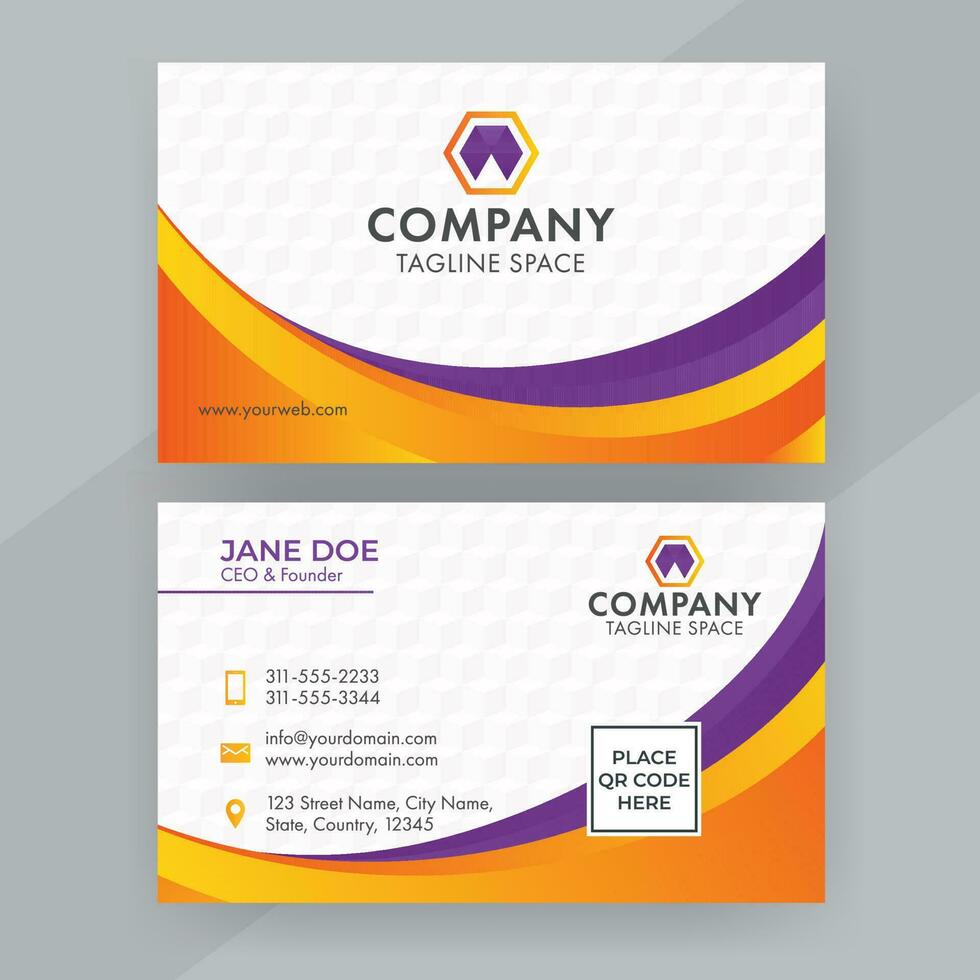 Abstract Business Card or Horizontal Template Design With Double-Sides Presentation. vector