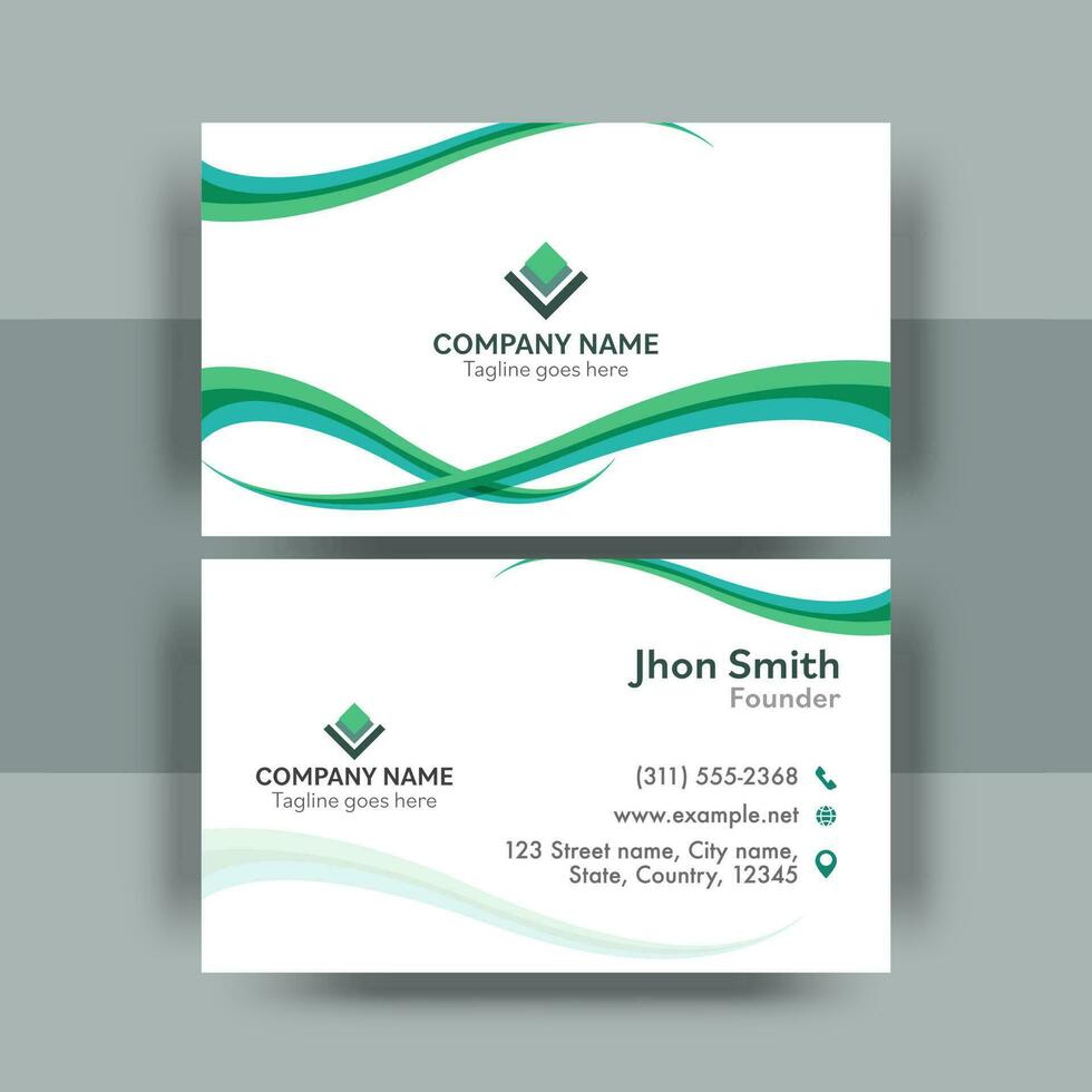 Front And Back View Of Business Card Design With Abstract Waves. vector
