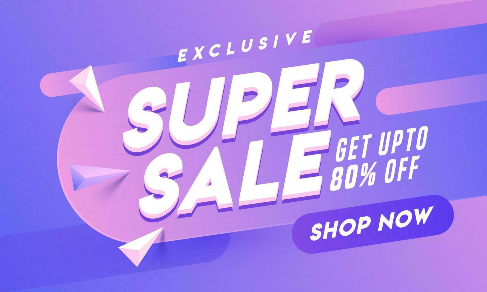 Advertising banner or poster design with 3d geometric elements and discount offer for Super Sale. vector