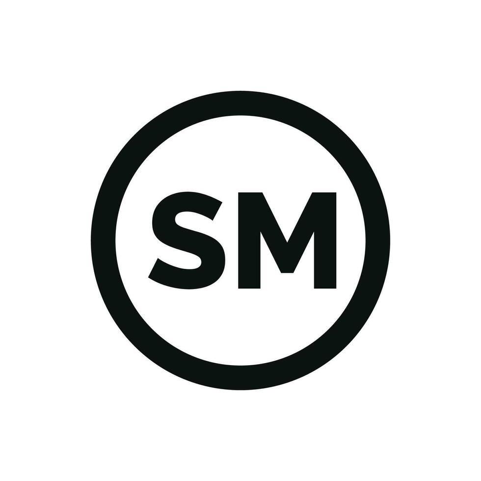 SM mark icon isolated on white background vector