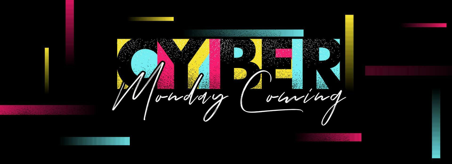 Website header or banner design with colorful stylish text Cyber Monday Coming on abstract background. vector