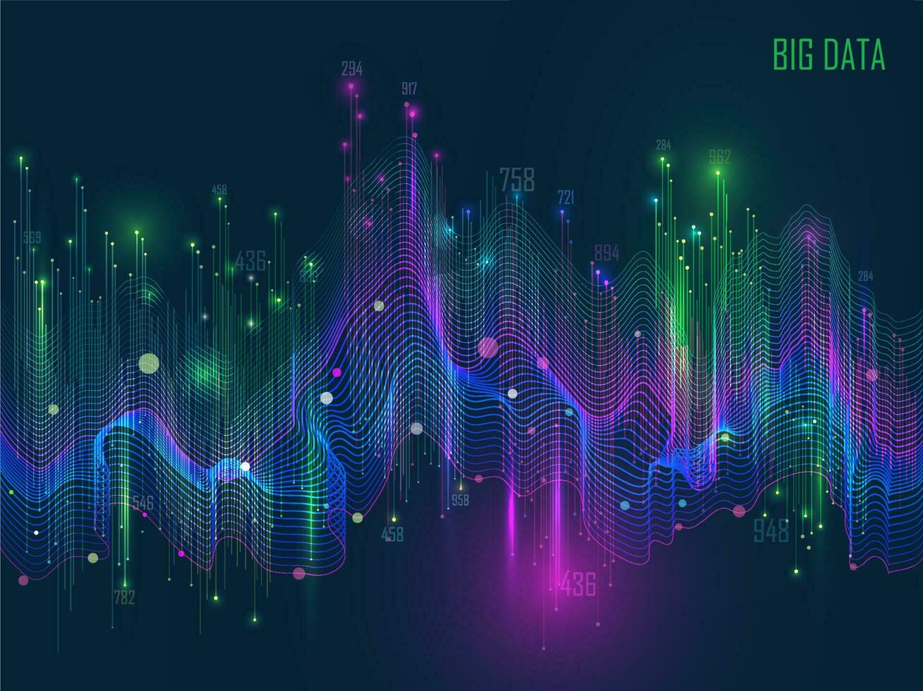 Shiny wavy structure of Hi-Tech digital wave network for Big Data concept. vector