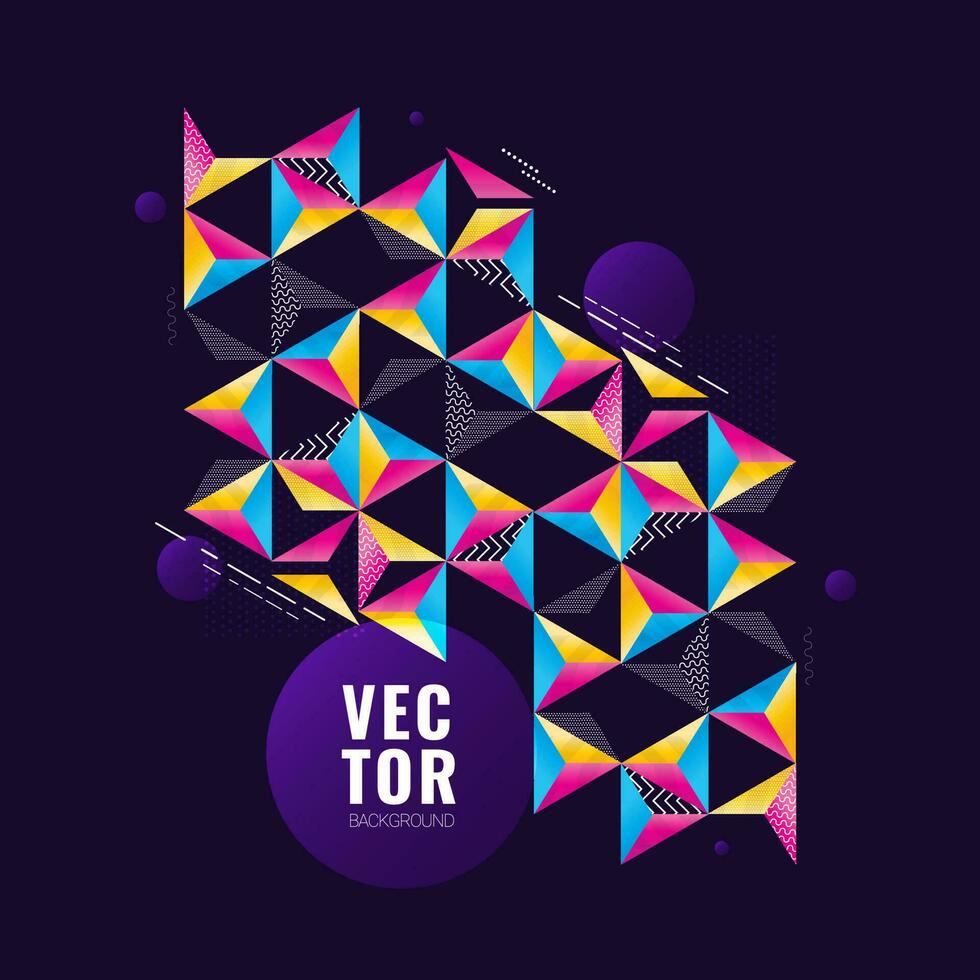 Colorful abstract geometric shape triangle in different patterns design. vector