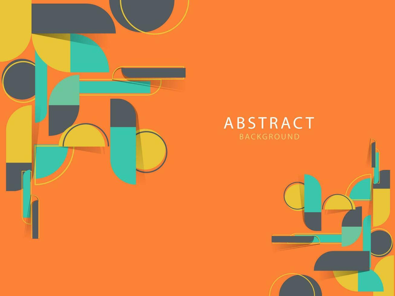 Paper Cut Abstract Geometric Elements Decorated on Orange Background. vector