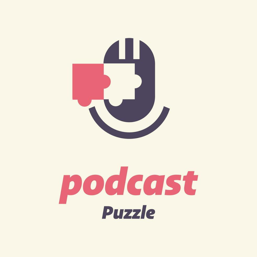 podcast rompecabezas logo vector