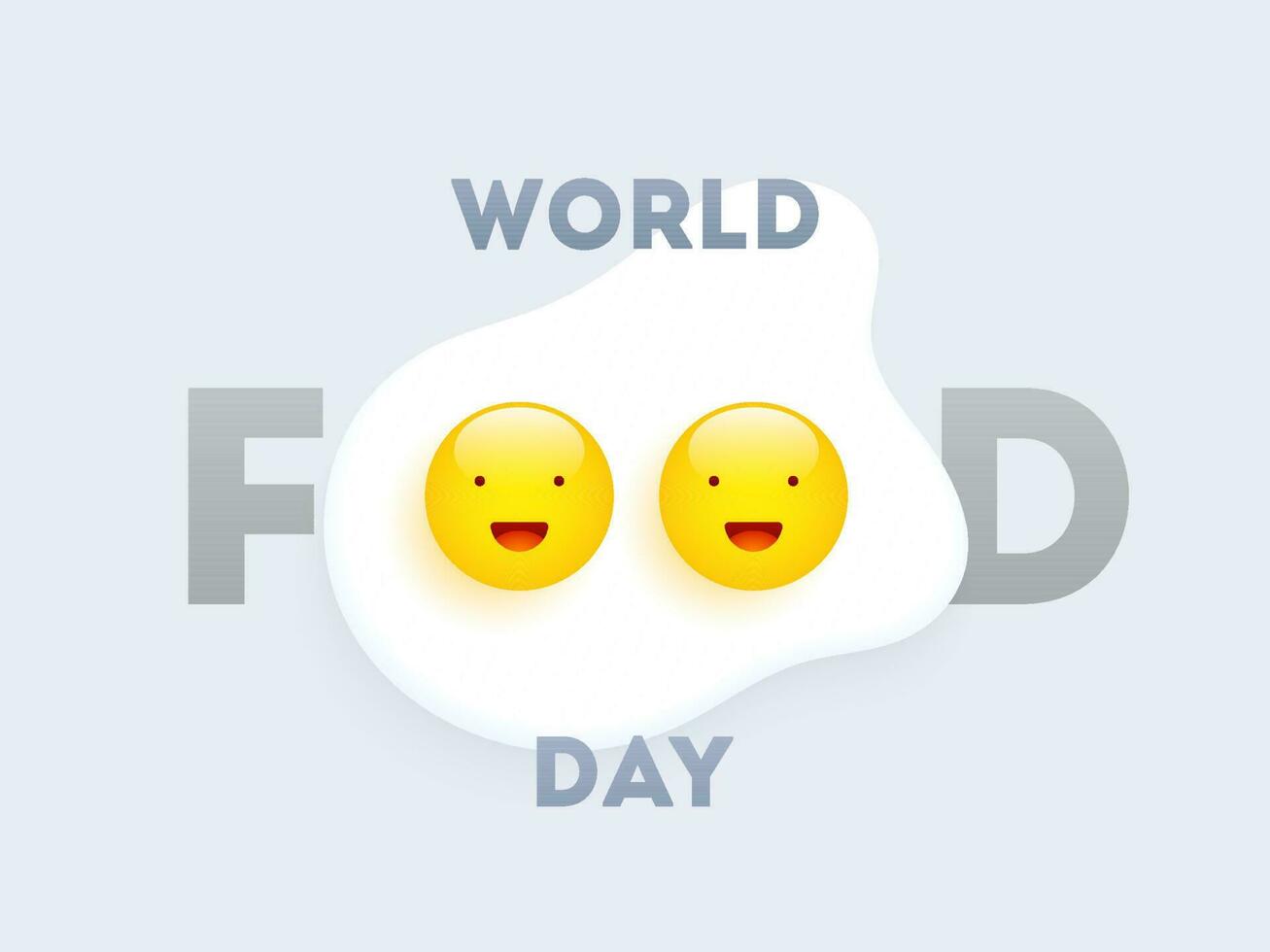 tipografía de mundo comida día con dibujos animados gracioso frito huevo en blanco antecedentes lata ser usado como bandera o póster diseño. vector
