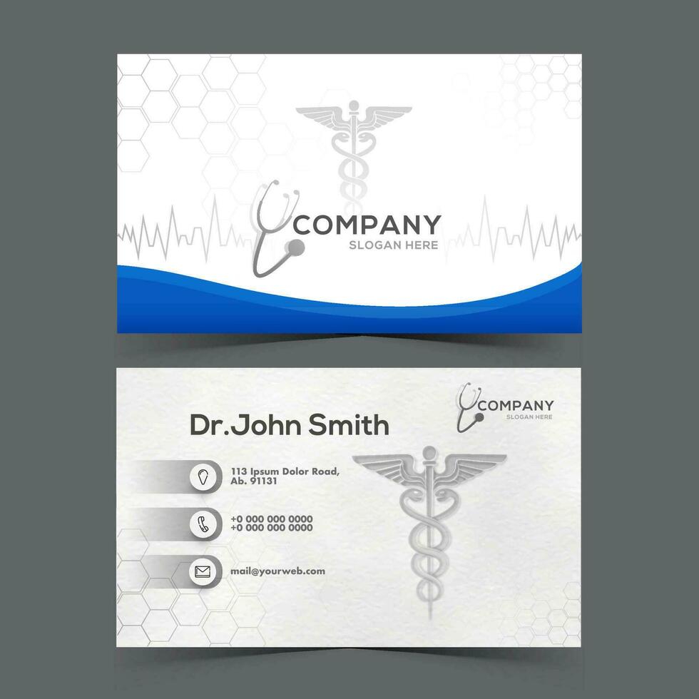 cuidado de la salud empresa tarjeta o horizontal modelo diseño en frente y espalda vista. vector
