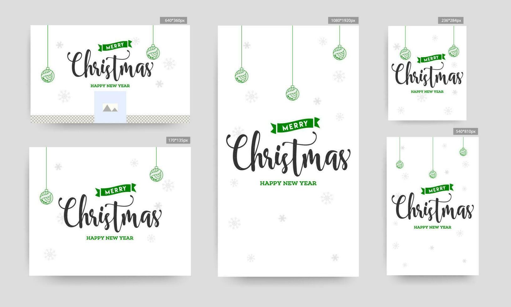 Merry Christmas and Happy New Year poster and template or greeting card design with hanging lanterns and snowflake decorated on white background. vector