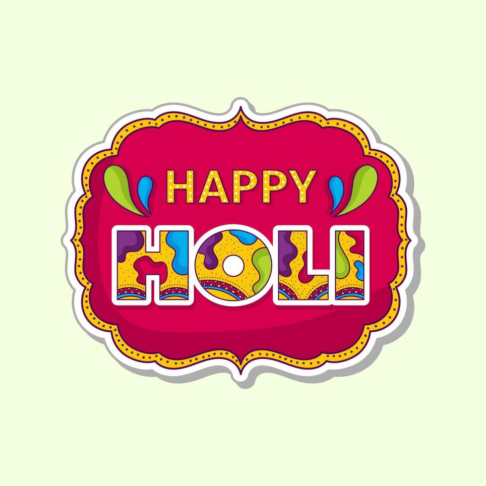 Arc Drop Decorative Happy Holi Text In Rustic Frame Against Cosmic Late Background. vector