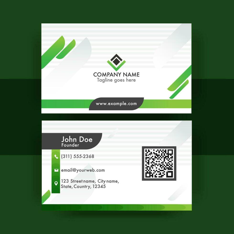 Front And Back View Of Business Or Visiting Card On Green Background. vector