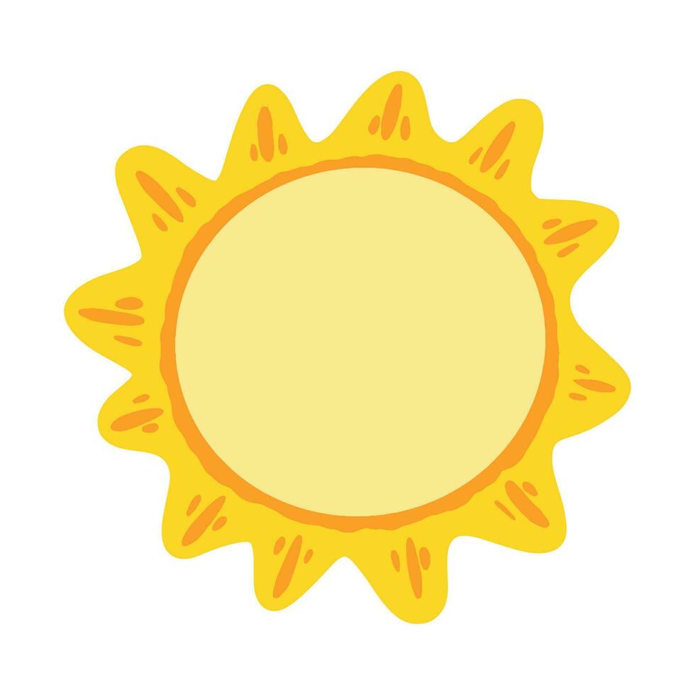 Drawing Cute Sun Cartoon doodle vector illustration in white background