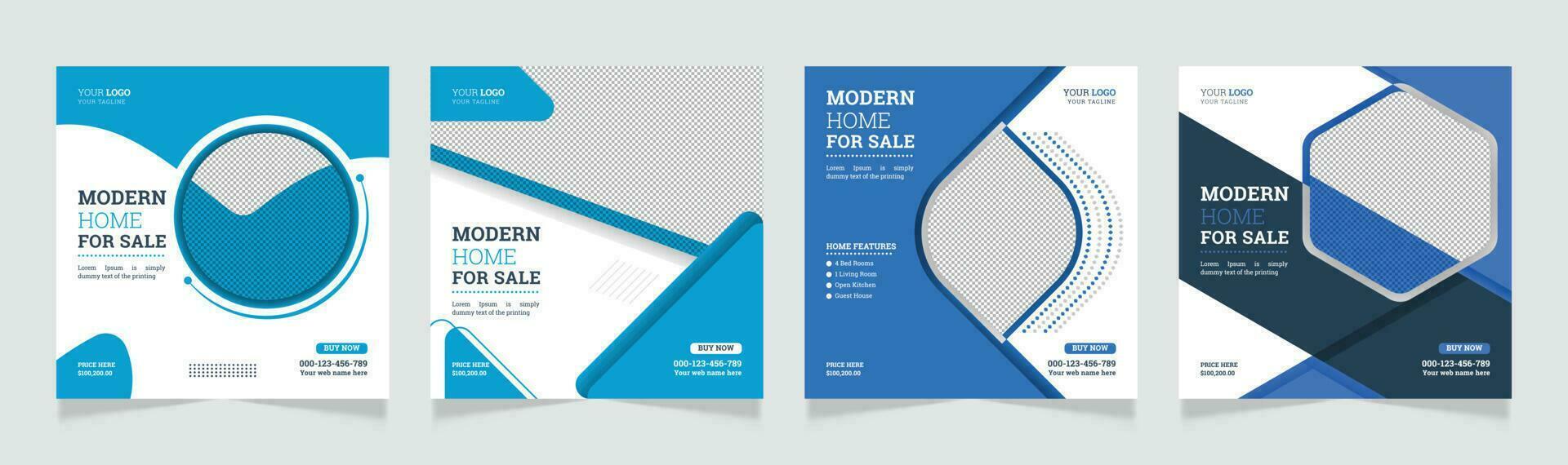 A flyer for a real estate sale social post or web banner template set vector