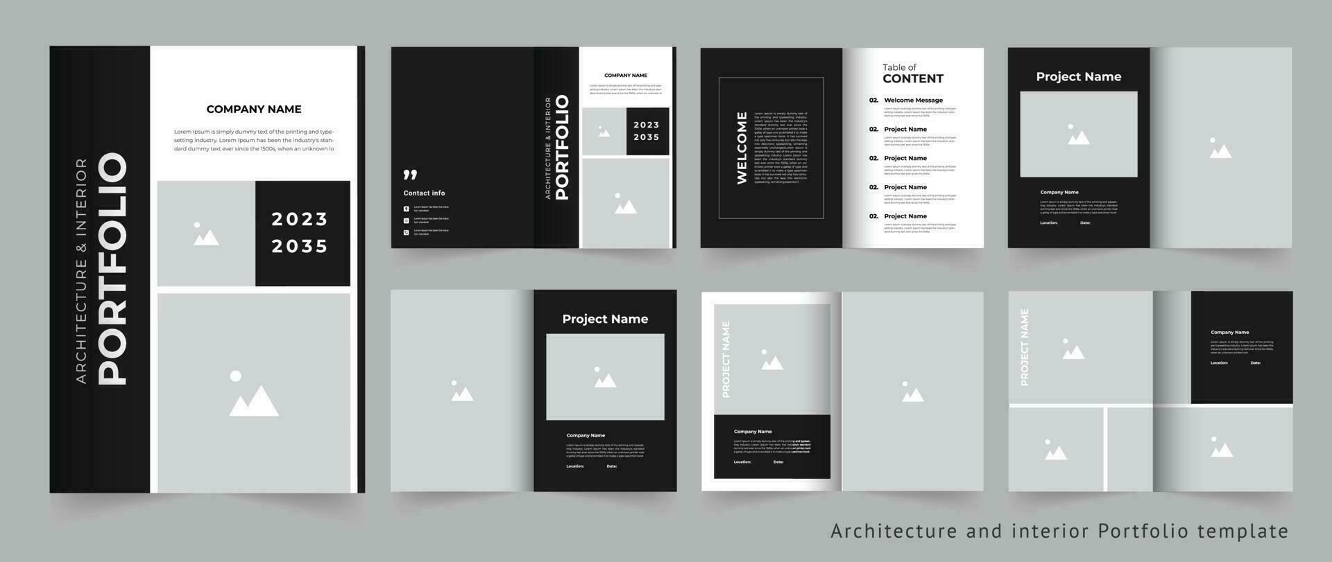 Modern architectural portfolio or project portfolio or interior portfolio design template vector