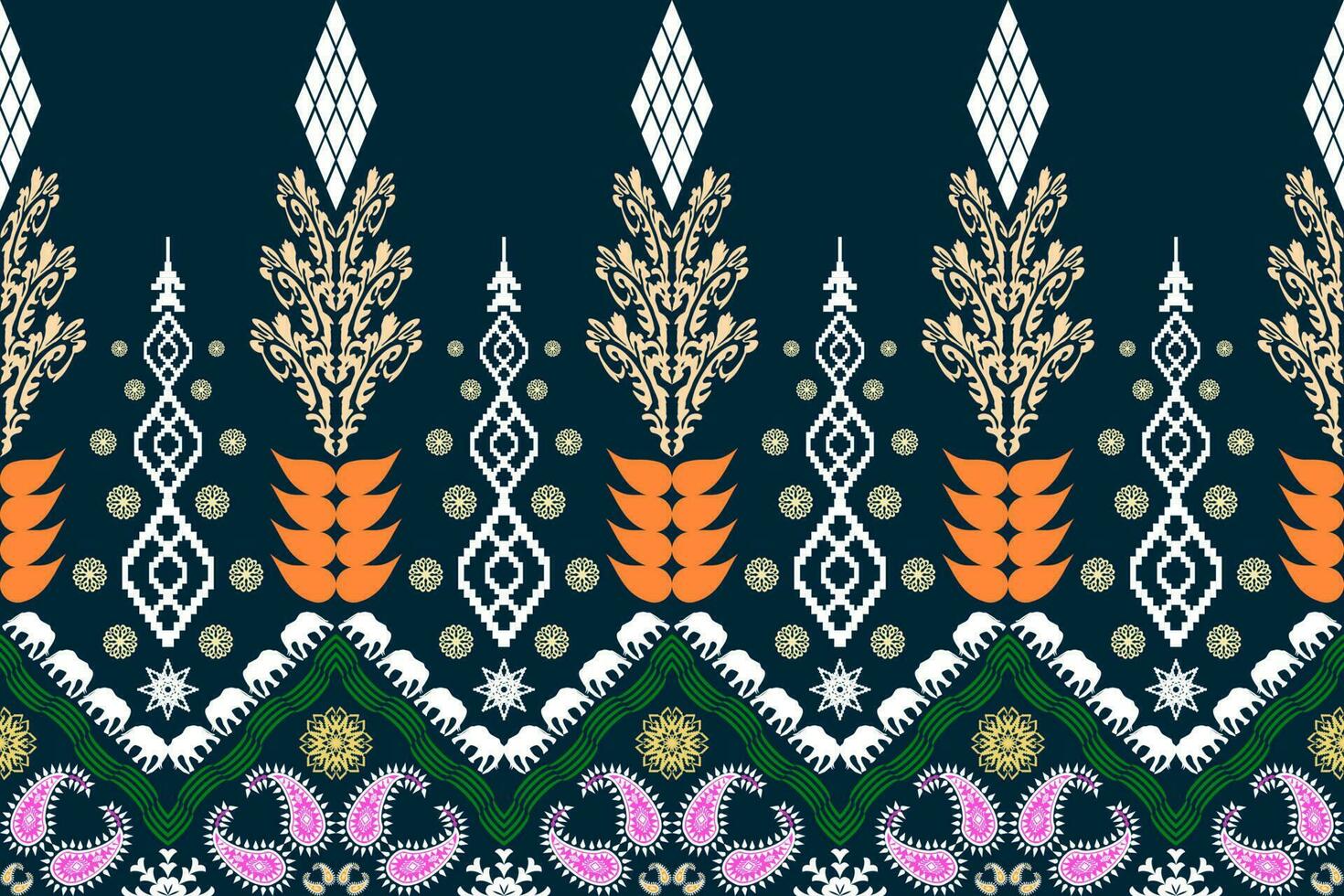 Ethnic Figure aztec embroidery style. Geometric ikat oriental traditional art pattern.Design for ethnic background,wallpaper,fashion,clothing,wrapping,fabric,element,sarong,graphic,vector illustration vector