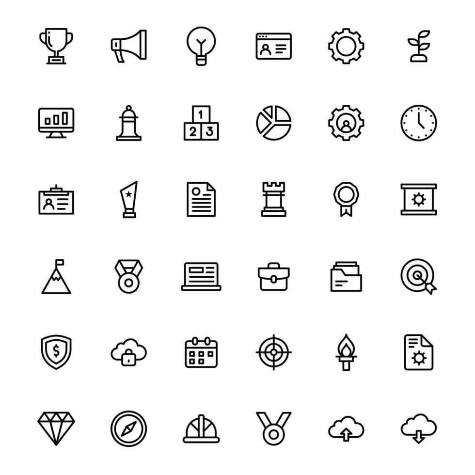 Line art set of Business leadership icon in flat style. vector