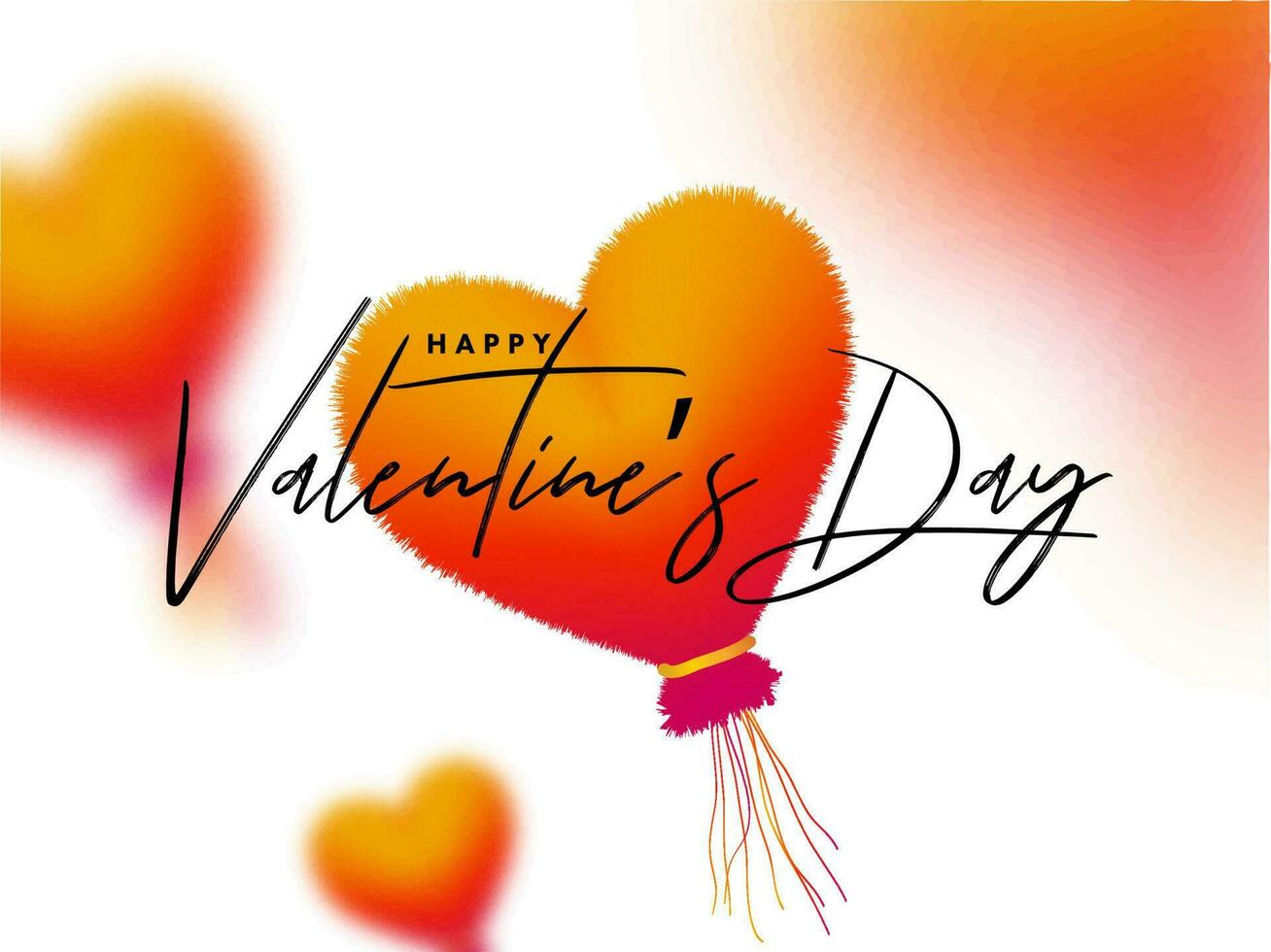 Fluffy Fur Heart Shapes Balloons with Blur Effect on White Background for Happy Valentine's Day. vector