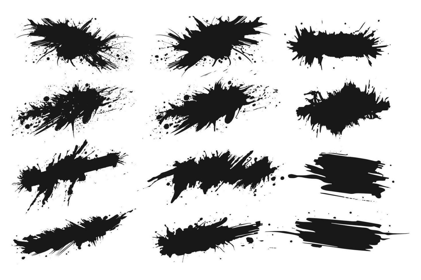 Paint ink Brush Stroke Grunge Texture Collection. Hand drawings grunge ink splatters collection of different graphic elements. vector