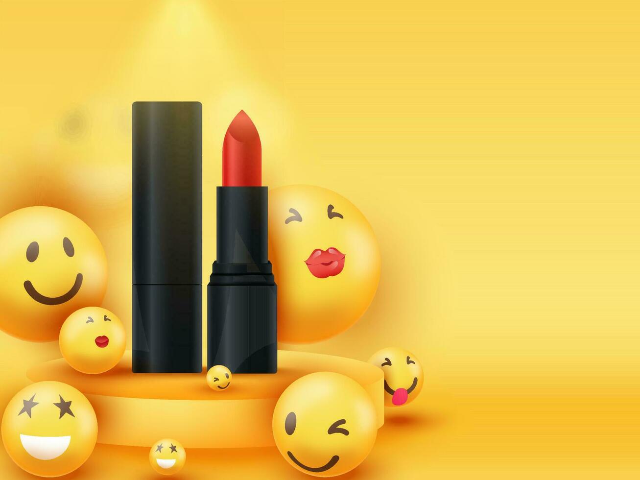 Realistic Lipstick With Different Expression Emoji. vector