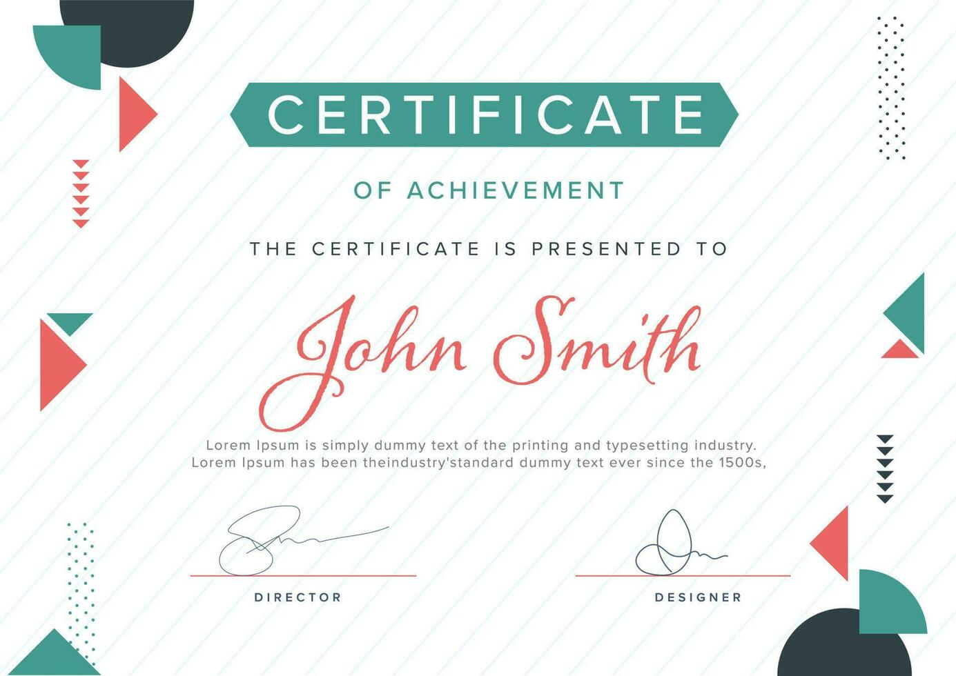 Certificate Of Achievement Template Design with Strip Pattern. vector