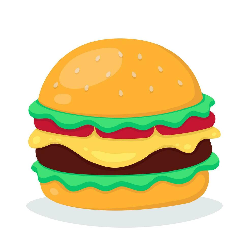Cartoon image of a hamburger. Colored burger isolated on white background. vector