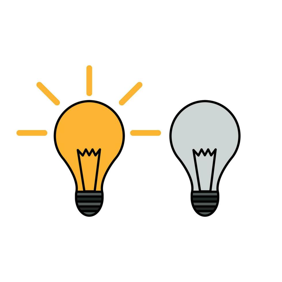 Yellow and gray light bulb on a white background. Vector illustration.