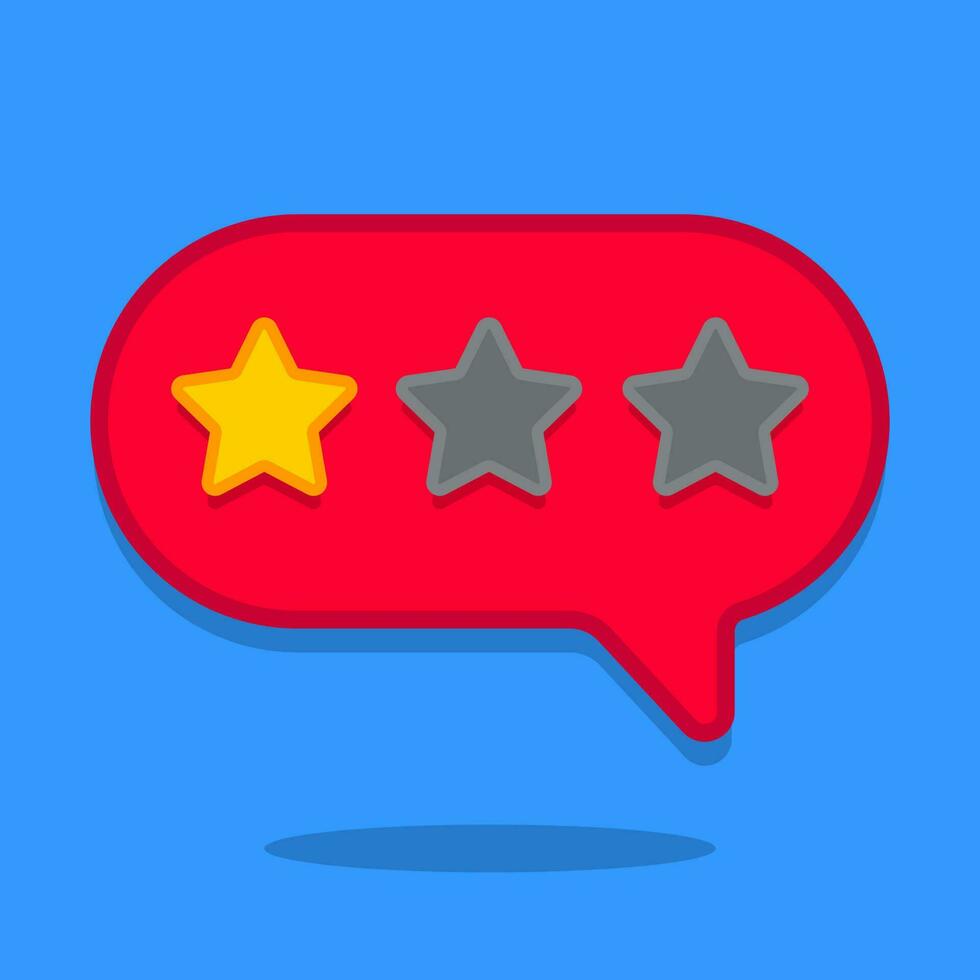 Three stars. Customer rating, reviews. Isolated on blue background. Vector illustration.