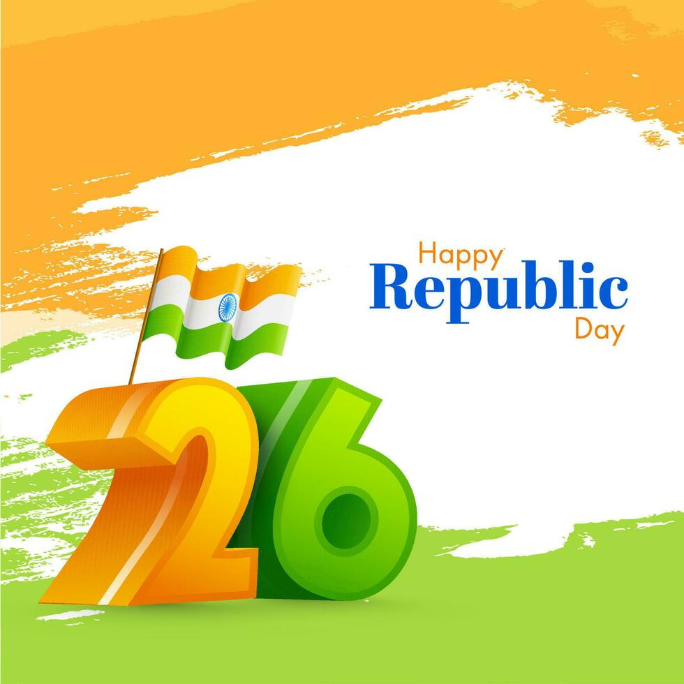 indio bandera en tricolor, contento república día. vector