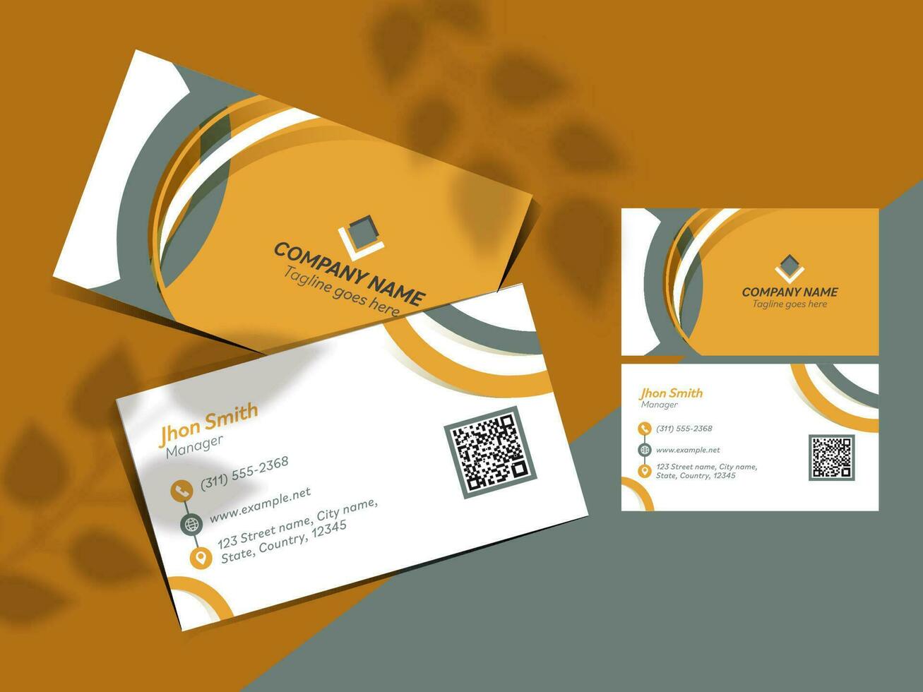 Modern Abstract Business Or Visiting Card Design In Front And Back View. vector