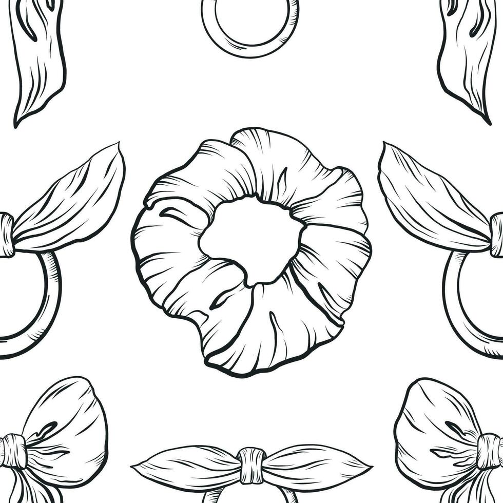 Cute seamless pattern for girls with hand-drawn bows highlighted on a white background. Graphic bow in vector. Background with bows vector. vector