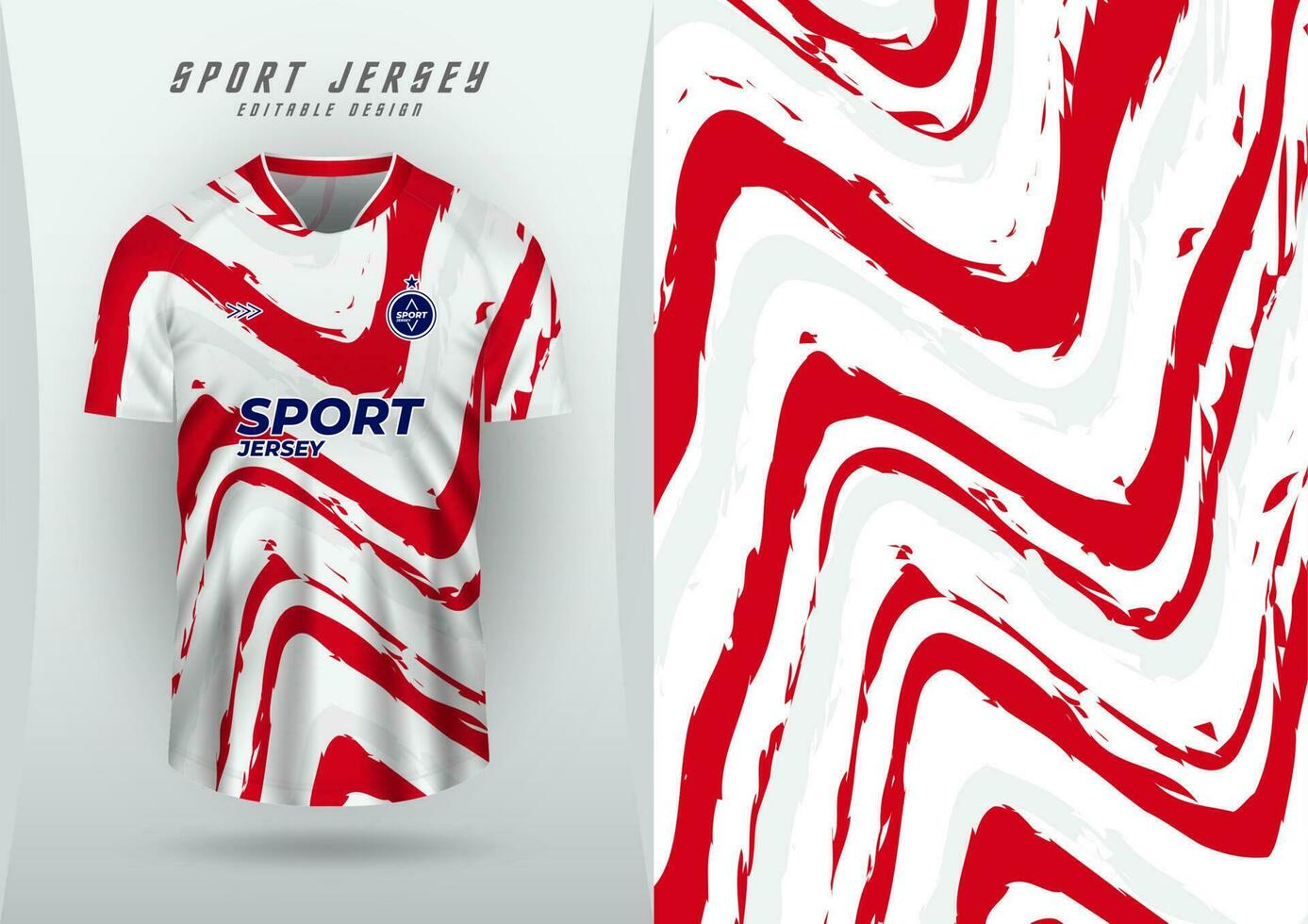 Background for sports jersey, soccer jersey, running jersey, racing jersey, red and white wave pattern. vector