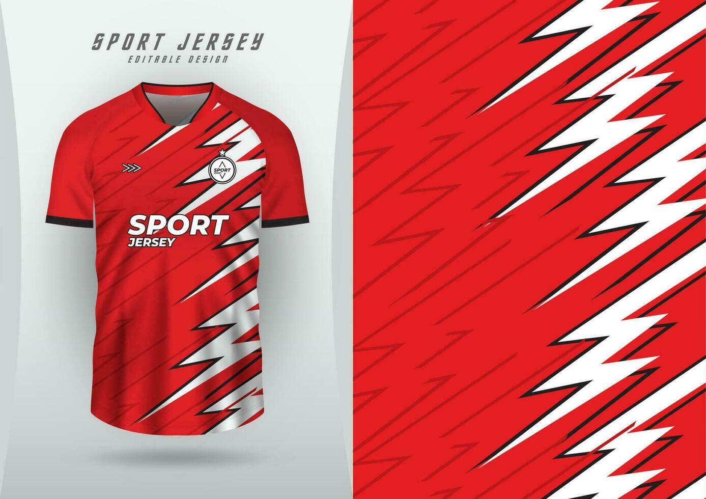 antecedentes para Deportes jersey, fútbol jersey, corriendo jersey, carreras jersey, rojo blanco relámpago modelo. vector