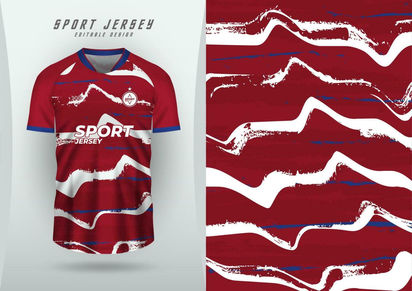 Background for sports jersey, soccer jersey, running jersey, racing jersey, red and white wave pattern. vector