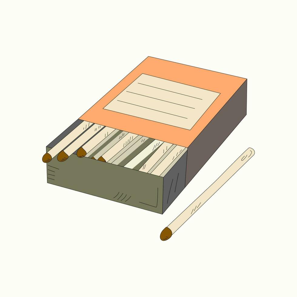 Matches in a box. Match Day. A box of wooden matches. Kitchen utensils. Vector illustration.