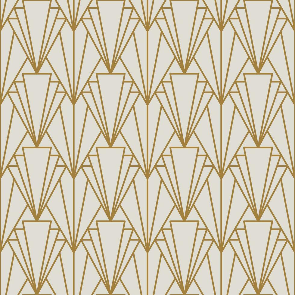 Vintage Art Deco Seamless Pattern. Line art geometric gold shapes. Modern ornaments vector illustration. Gatsby retro elegant background for fabric, wallpaper or wrapping