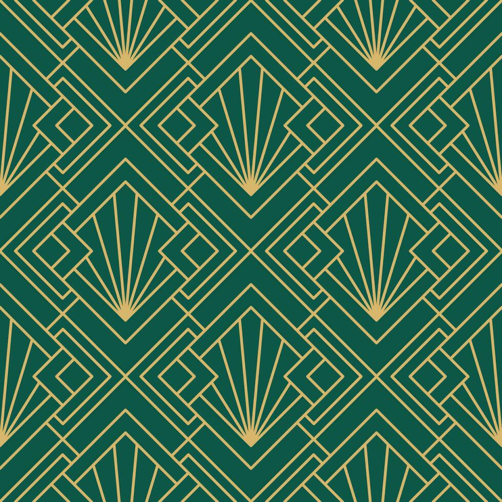 Vintage Art Deco Seamless Pattern. Line art geometric gold shapes. Modern ornaments vector illustration. Gatsby retro elegant background for fabric, wallpaper or wrapping
