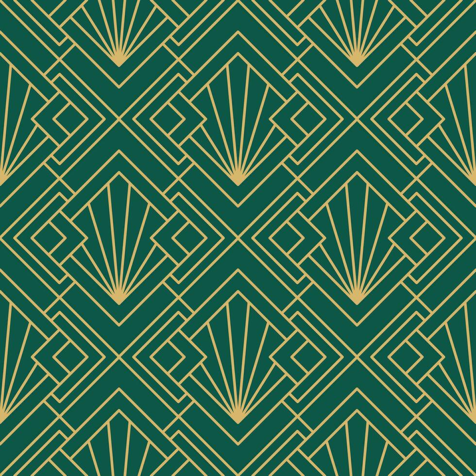 Vintage Art Deco Seamless Pattern. Line art geometric gold shapes. Modern ornaments vector illustration. Gatsby retro elegant background for fabric, wallpaper or wrapping