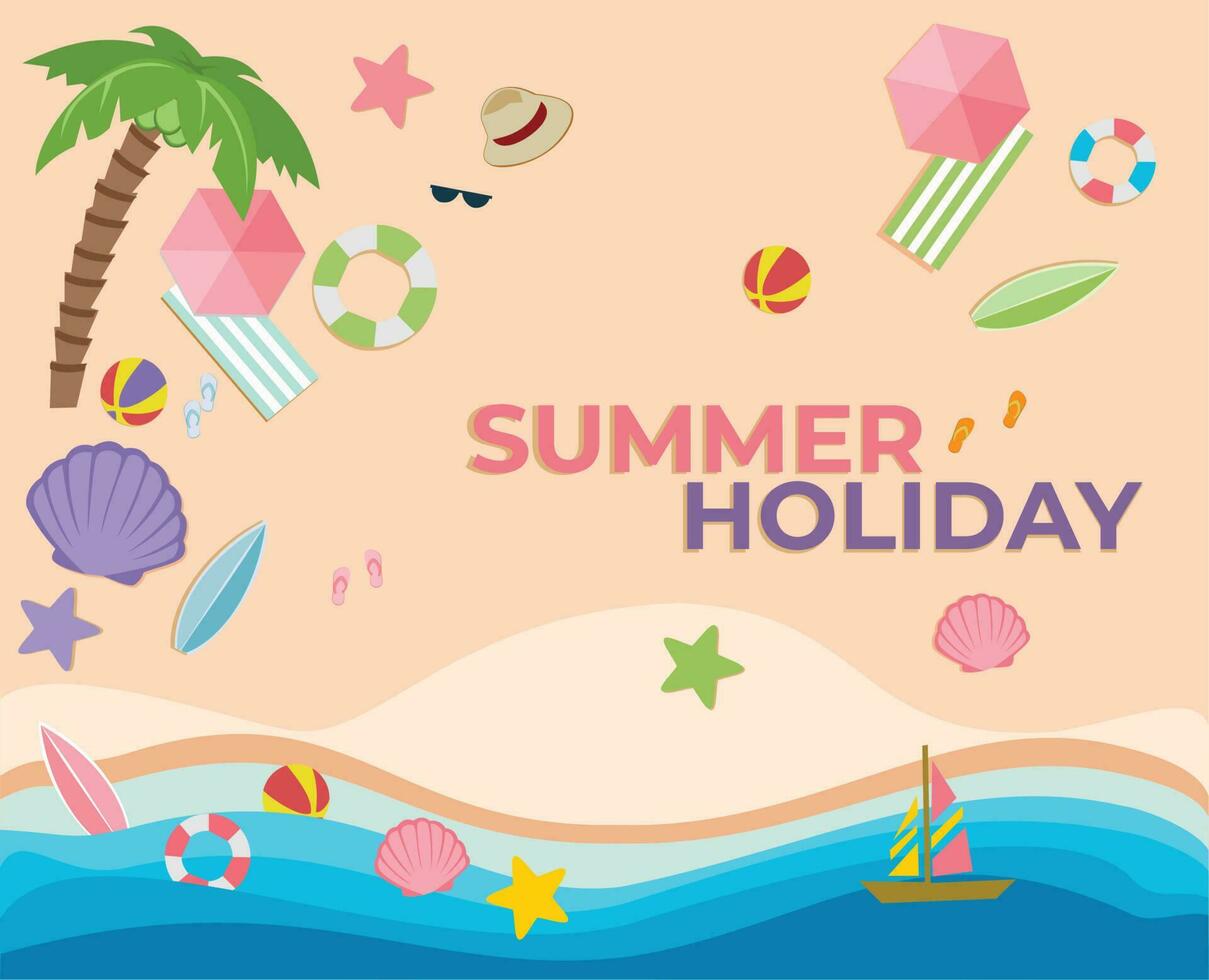 flat summer holiday background vector