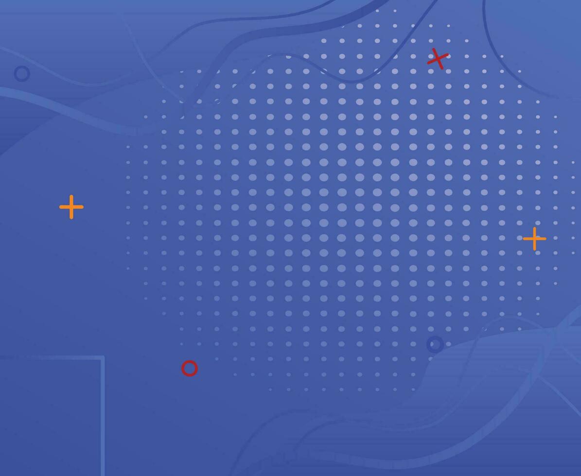 memphis blue background with halftone line elements vector