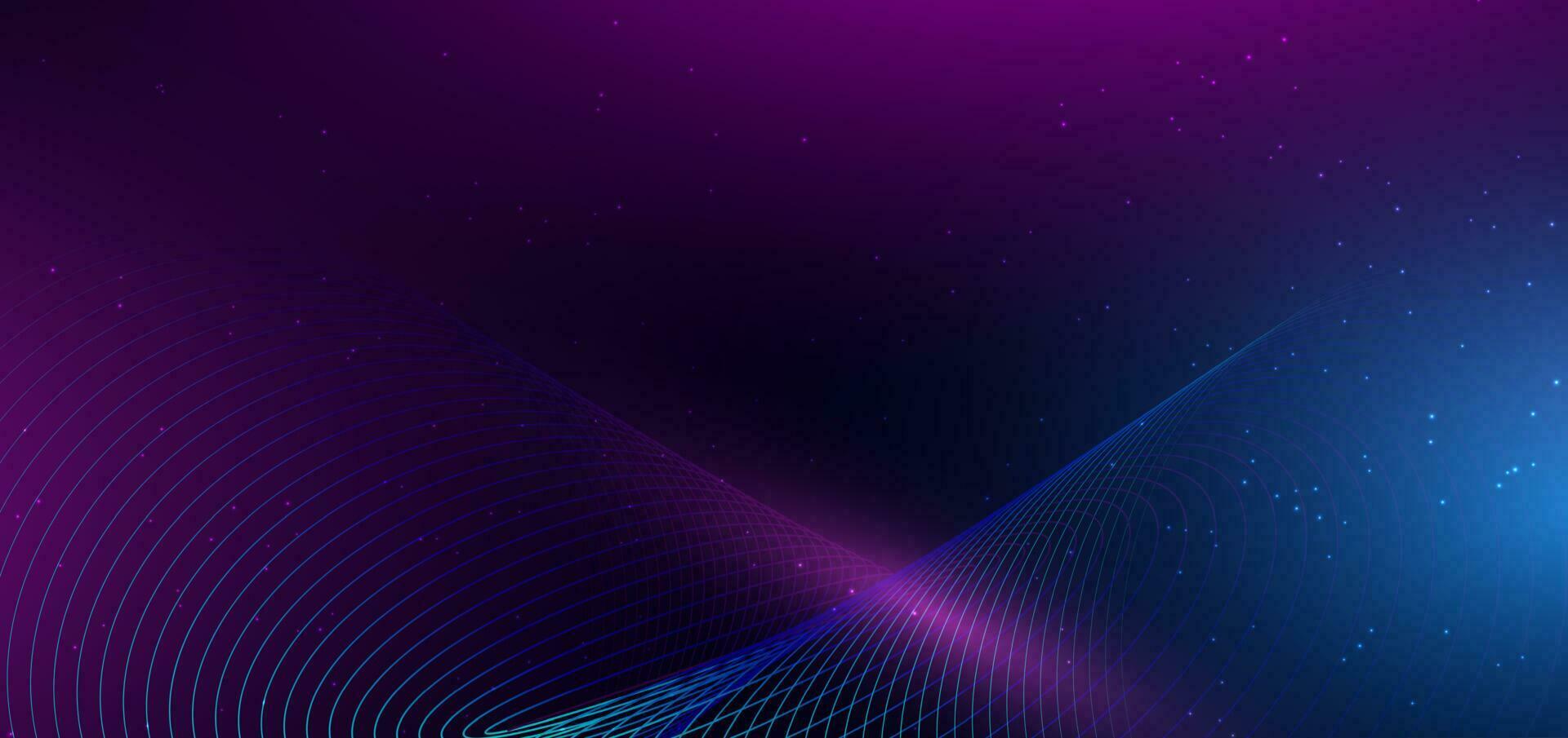 Abstract technology futuristic glowing blue and pink light lines on dark blue background. vector